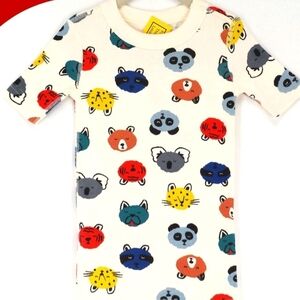 Hanna Andersson Kids Animal Faces Tee - Cream Multicolor